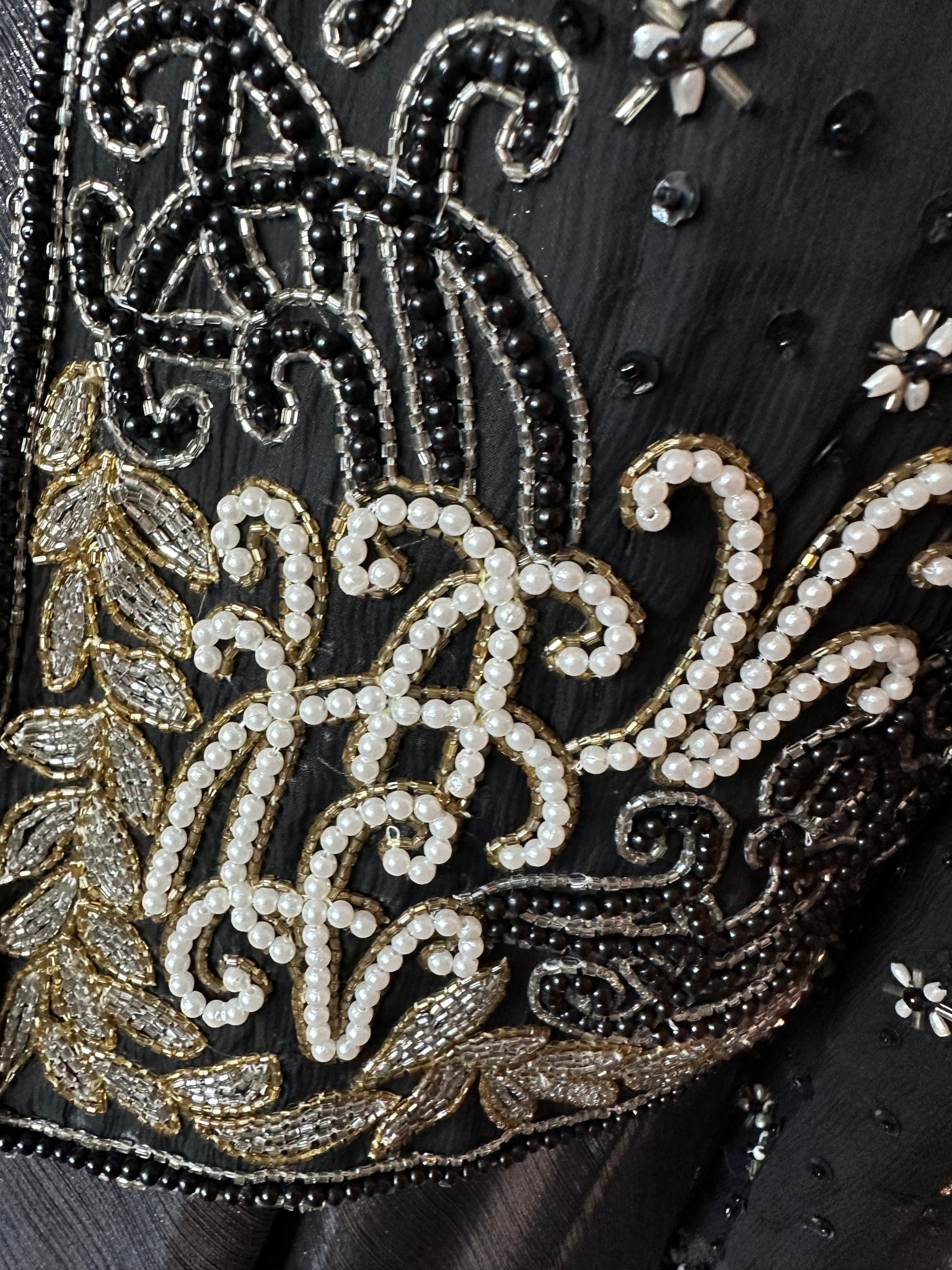 Pearl and bead silk jacket
