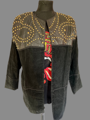 Vintage studded leather/suede coat