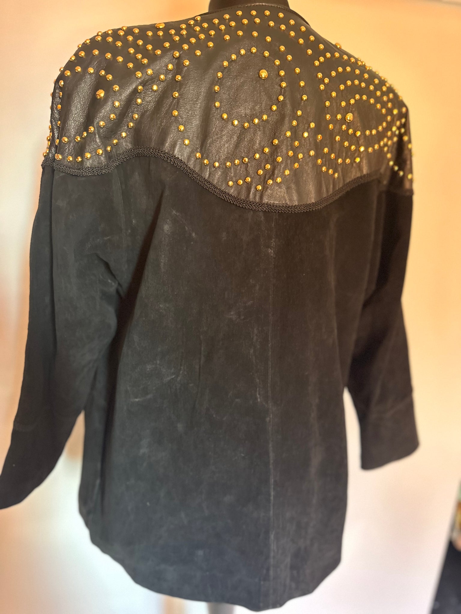 Vintage studded leather/suede coat