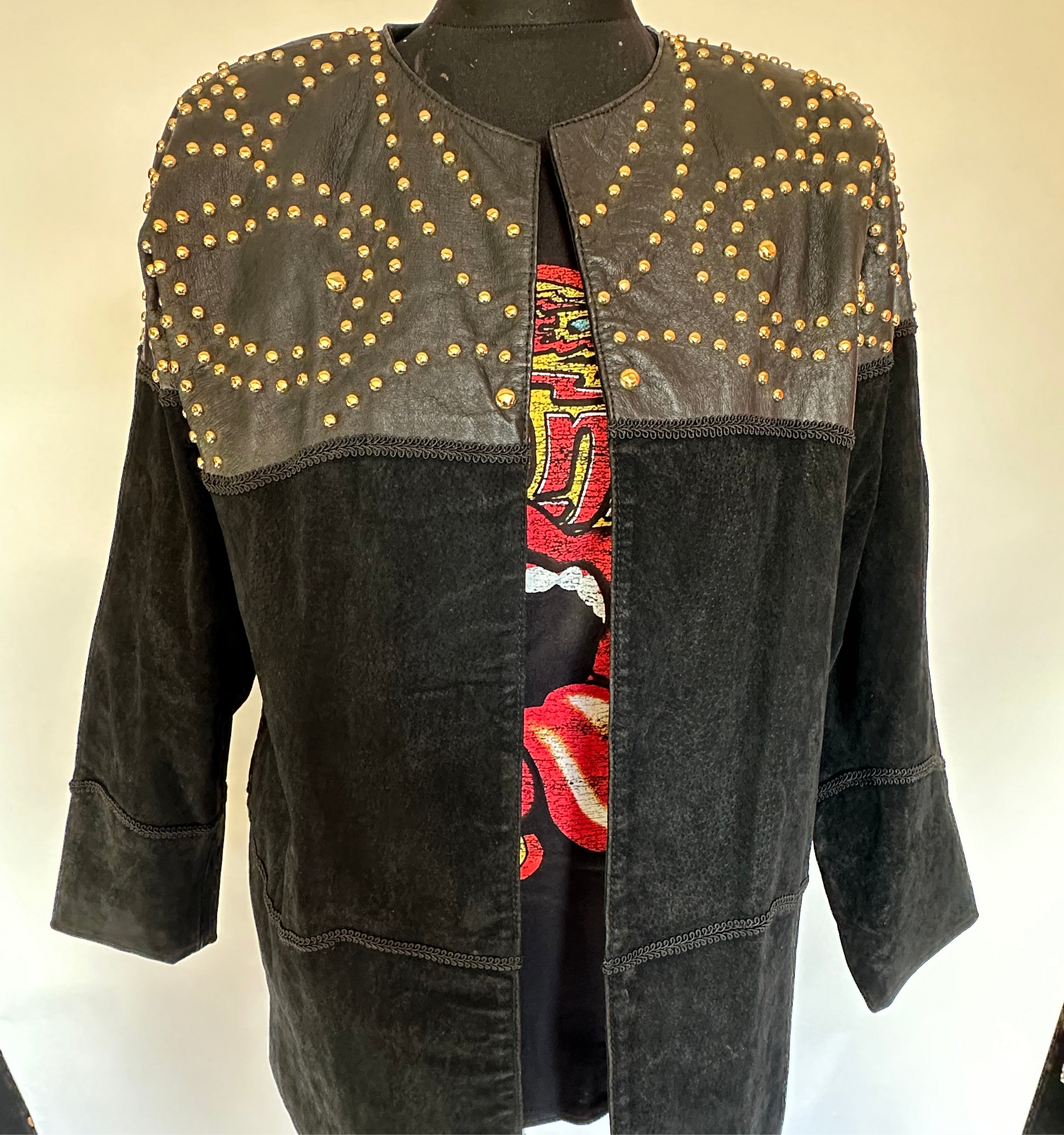 Vintage studded leather/suede coat