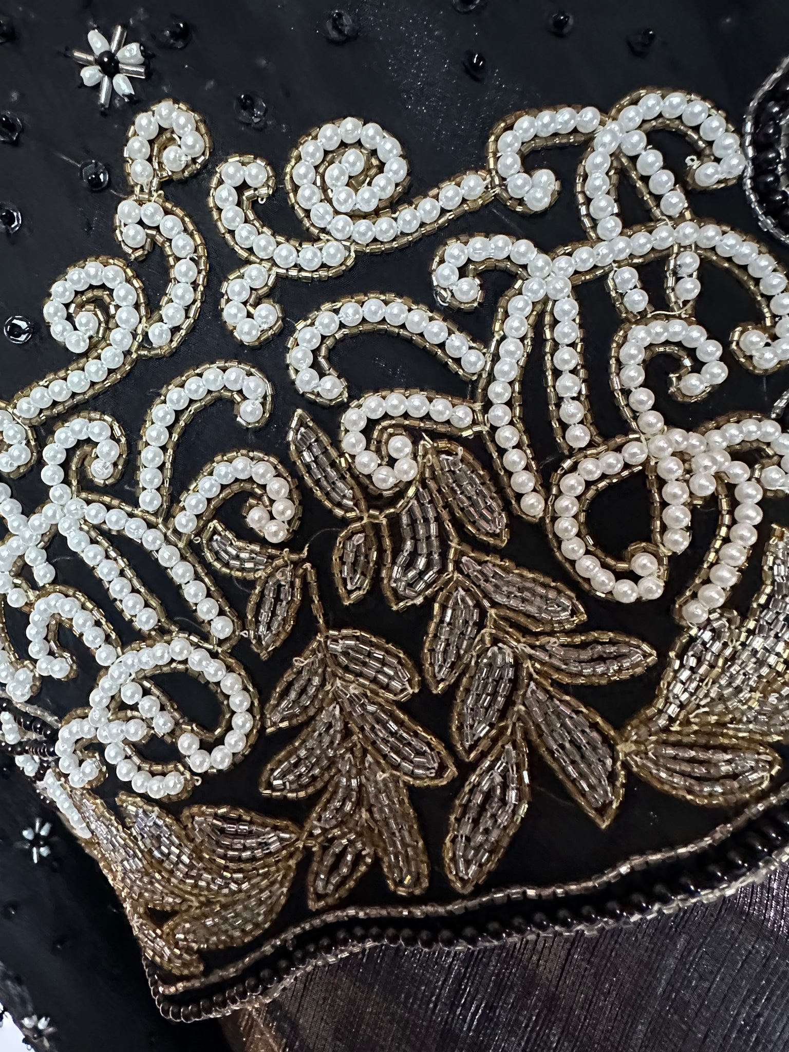 Pearl and bead silk jacket