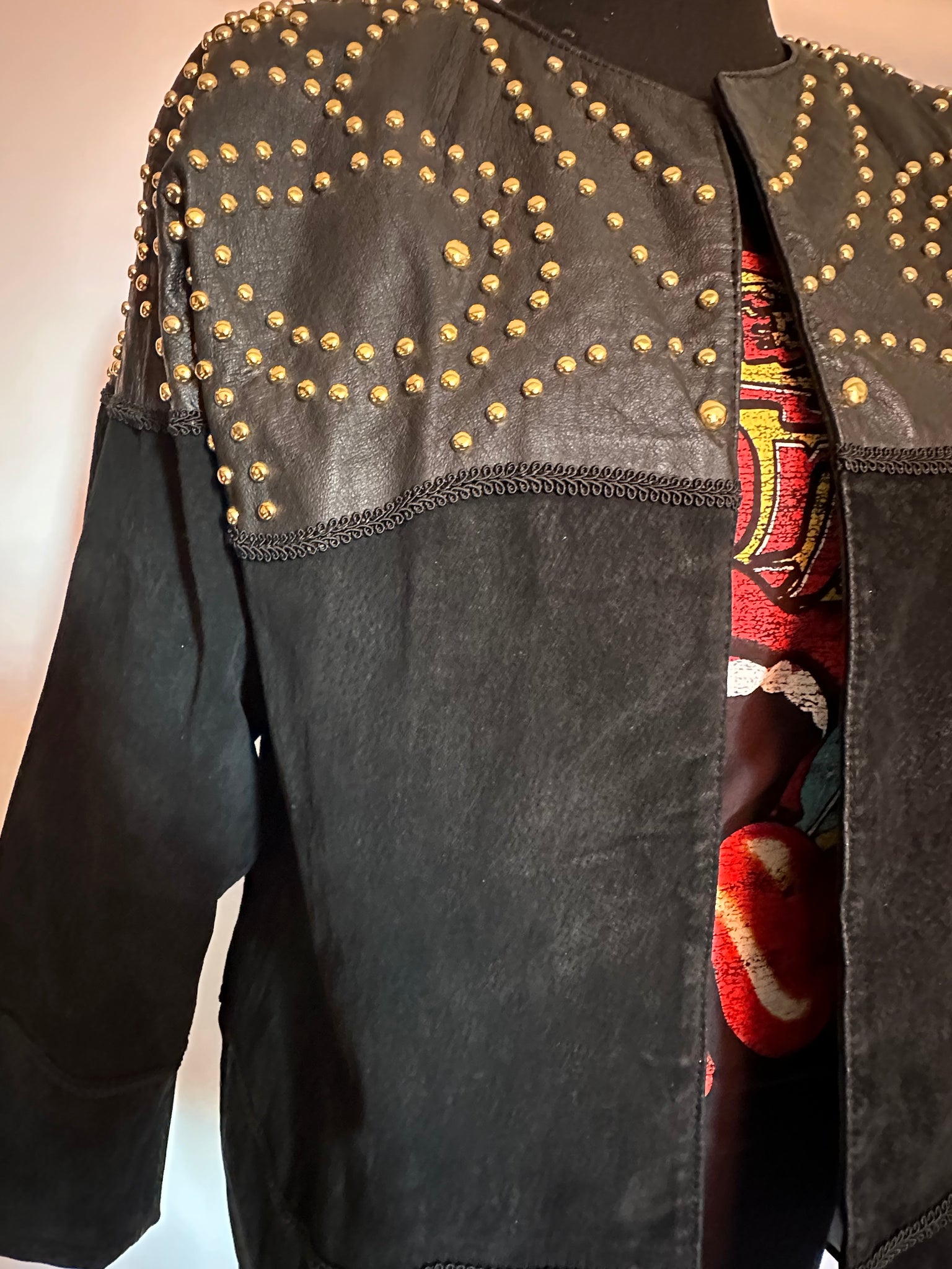 Vintage studded leather/suede coat