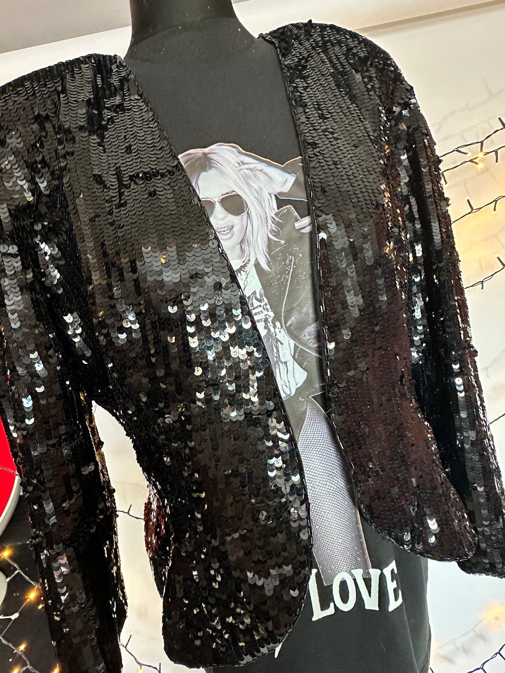 Black puff sleeve jacket