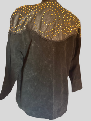 Vintage studded leather/suede coat