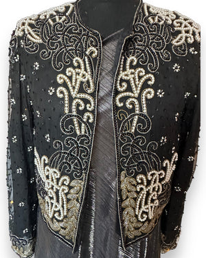 Pearl and bead silk jacket