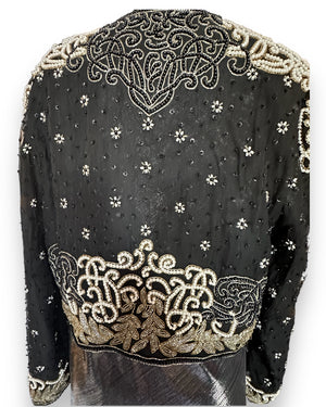 Pearl and bead silk jacket