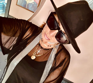 Shimmer skinny neck scarf