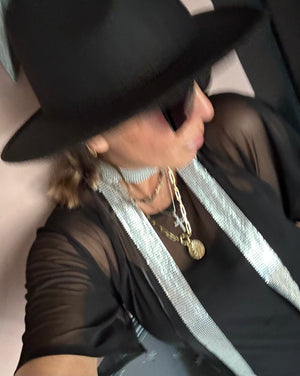 Shimmer skinny neck scarf