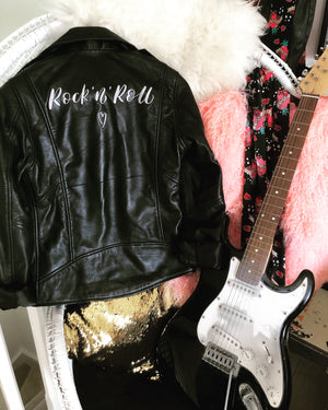 Embriodered Leather Biker Jacket