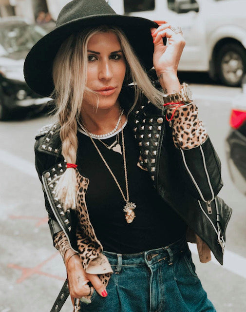 Studded leather Biker Jacket